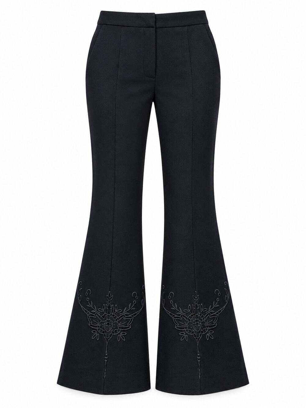 Stella McCartney Black Wool Flare Trouser Eyelet Detail Size 36 IT 2 US